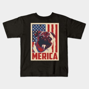 Pug Merica 4th Of July Kids T-Shirt